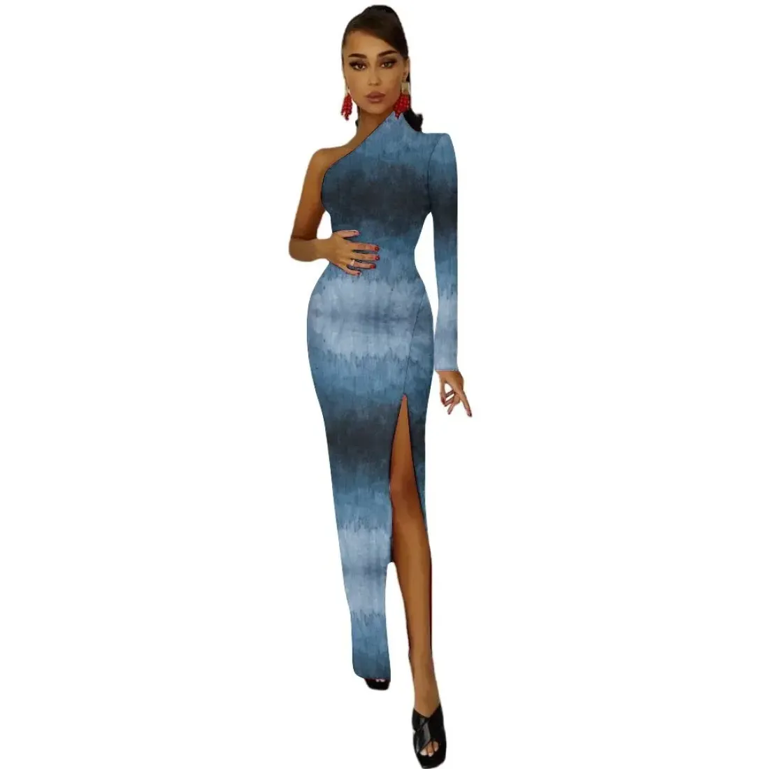 One-Shoulder Slit Maxi Dress — photo 2