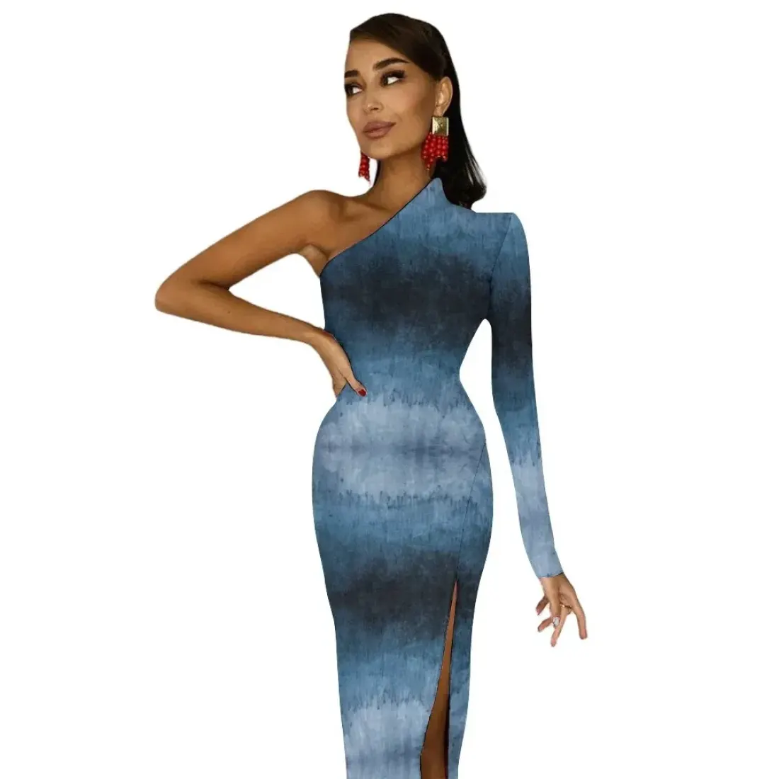 One-Shoulder Slit Maxi Dress — photo 3