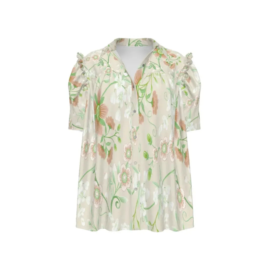 Women's Short Sleeve Blouse with Buttons — photo 2
