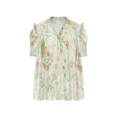 Women's Short Sleeve Blouse with Buttons thumbnail 2