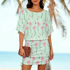 Women's Batwing Sleeve Ruched Dress thumbnail 2