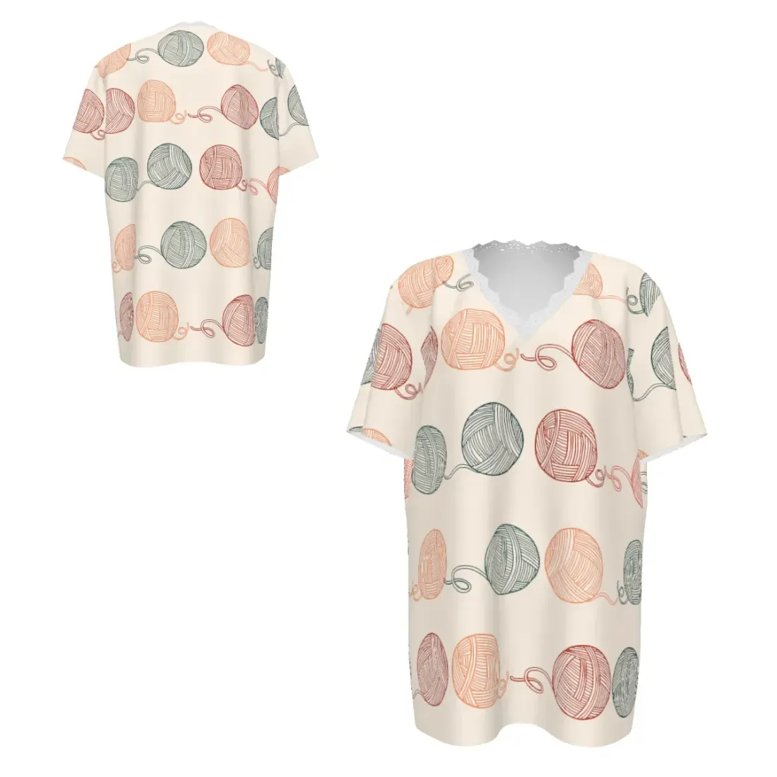 Women's Lace Trim V-Neck Short Sleeve T-Shirt — photo 6