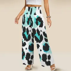 All Over Print Elastic Waist Wide Leg Pants thumbnail 2