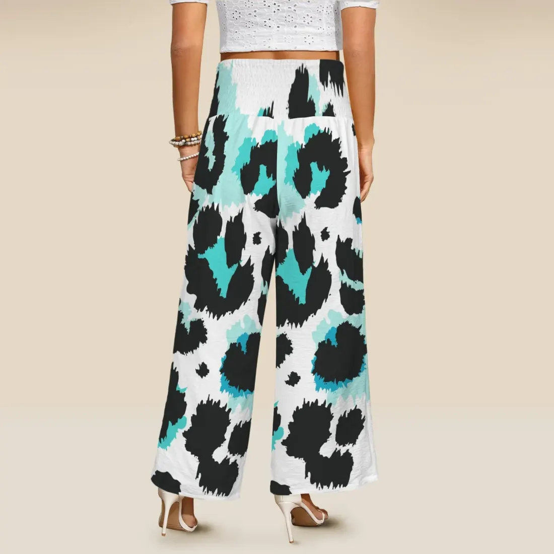 All Over Print Elastic Waist Wide Leg Pants — photo 3