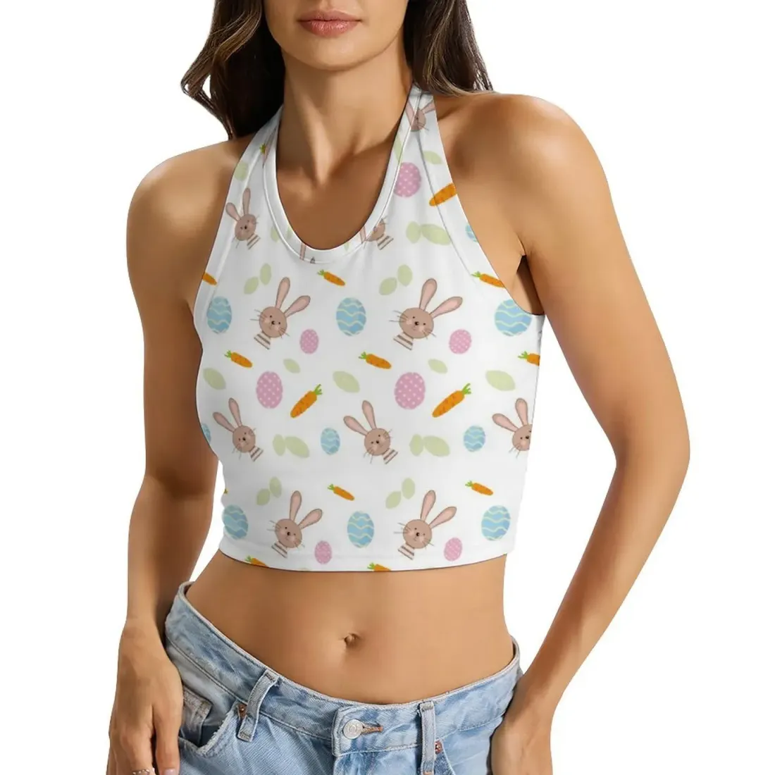 Women's Halter Neck Crop Tank Top