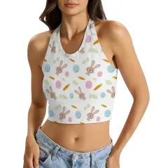 Women's Halter Neck Crop Tank Top thumbnail 1