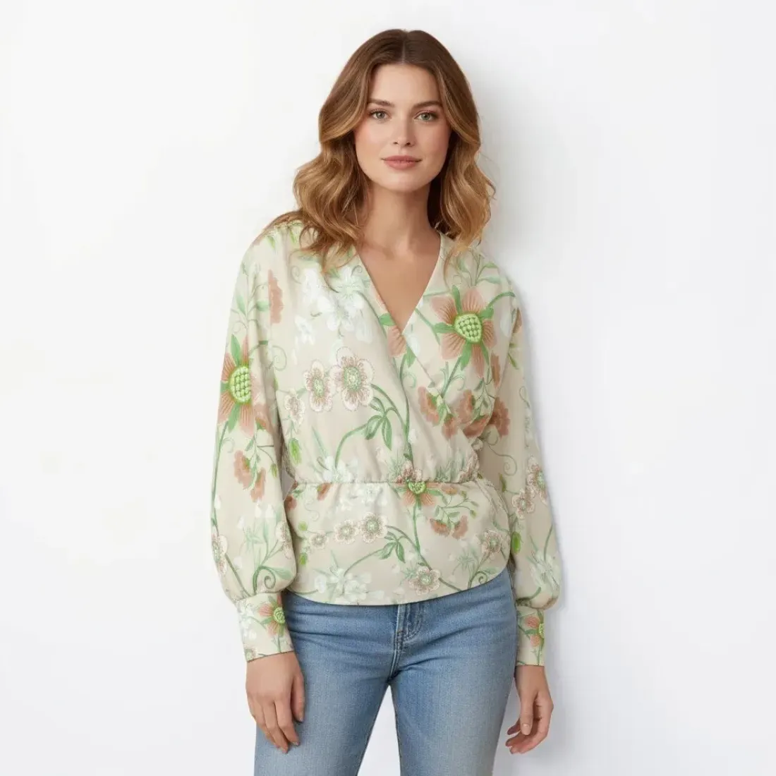 Women's Silk Velvet V-Neck Long Sleeve Shirt