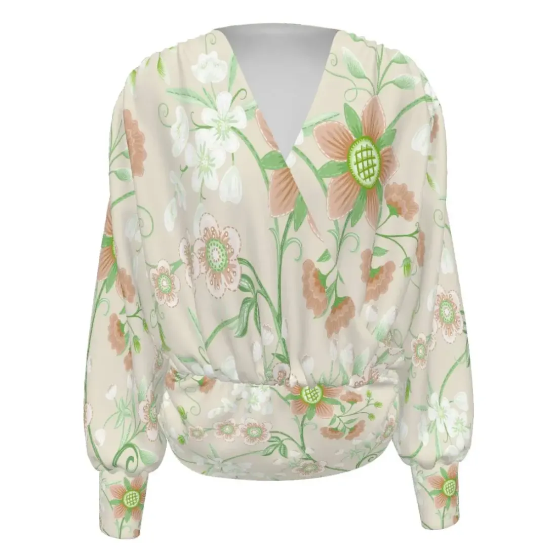 Women's Silk Velvet V-Neck Long Sleeve Shirt — photo 2