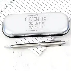Personalised Scroll Ballpoint Pen with Engraved Silver Tone Gift Box thumbnail 2