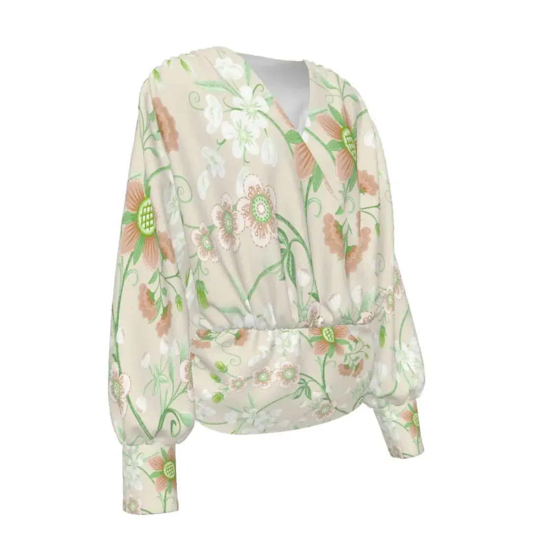 Women's Silk Velvet V-Neck Long Sleeve Shirt — photo 3