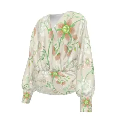 Women's Silk Velvet V-Neck Long Sleeve Shirt thumbnail 4