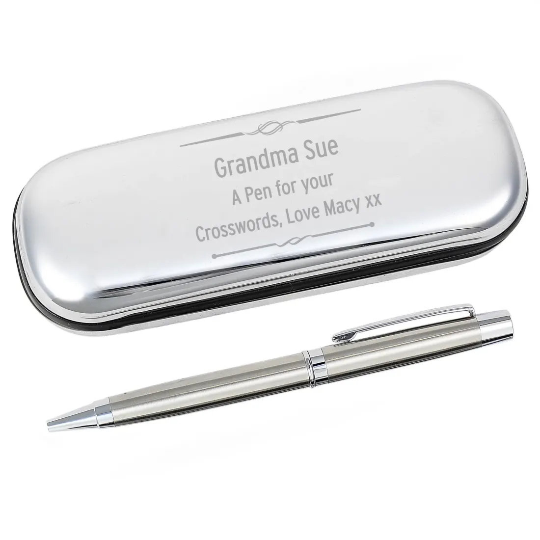 Personalised Scroll Ballpoint Pen with Engraved Silver Tone Gift Box — photo 3