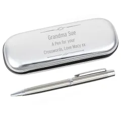 Personalised Scroll Ballpoint Pen with Engraved Silver Tone Gift Box thumbnail 3
