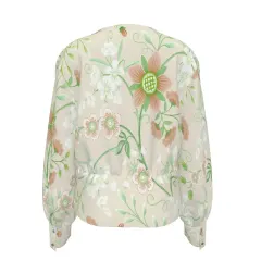 Women's Silk Velvet V-Neck Long Sleeve Shirt thumbnail 5