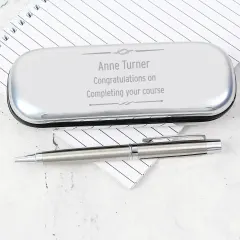 Personalised Scroll Ballpoint Pen with Engraved Silver Tone Gift Box thumbnail 4