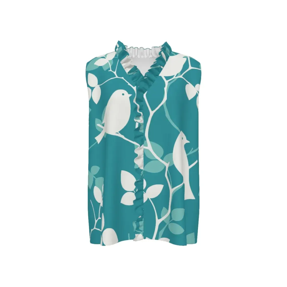 Women's Ruffle V-Neck Blouse Sleeveless — photo 2
