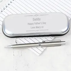 Personalised Scroll Ballpoint Pen with Engraved Silver Tone Gift Box thumbnail 5