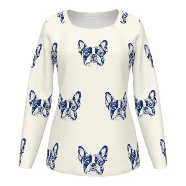 Women's Square Neck Long Sleeve Ribbed T-Shirt