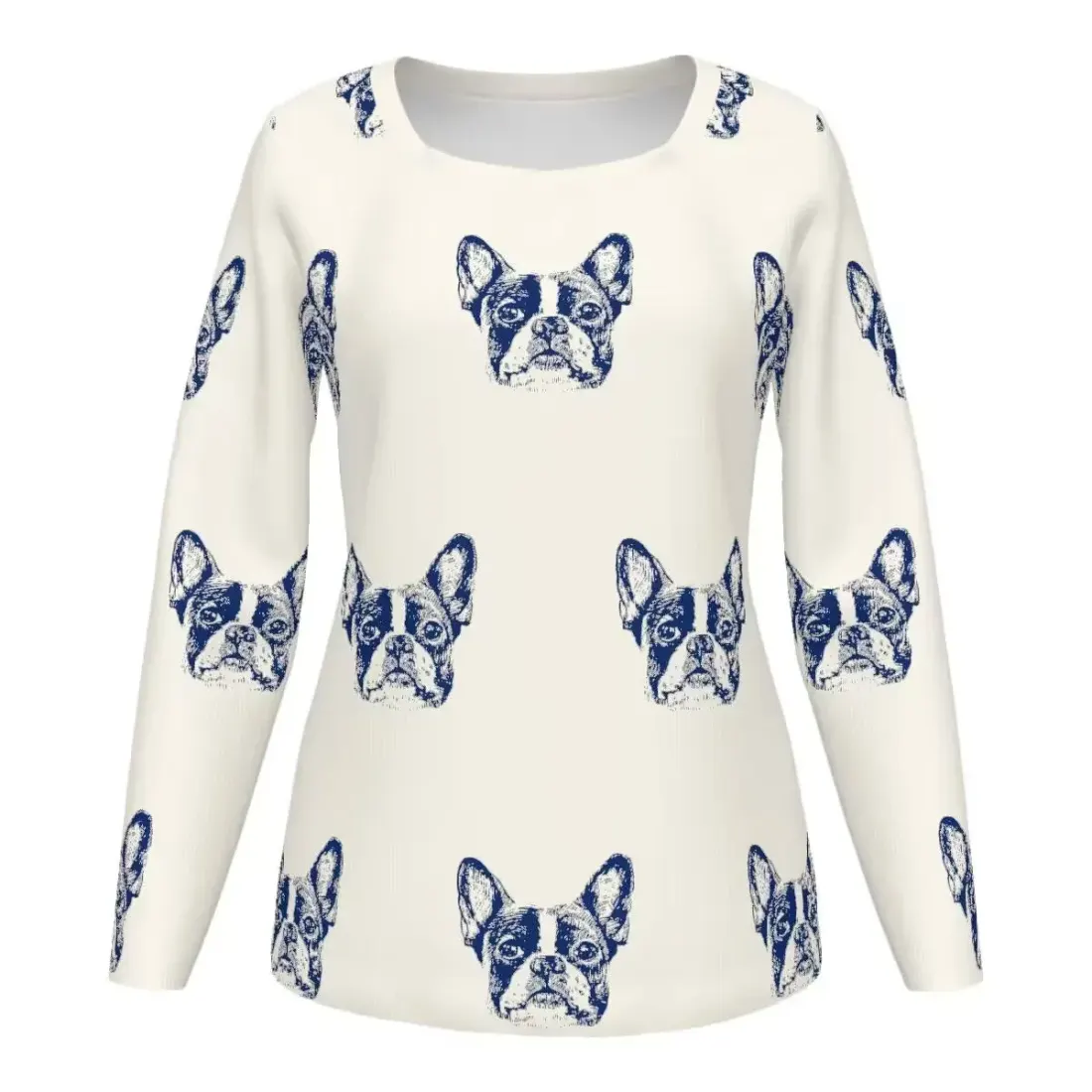 Women's Square Neck Long Sleeve Ribbed T-Shirt