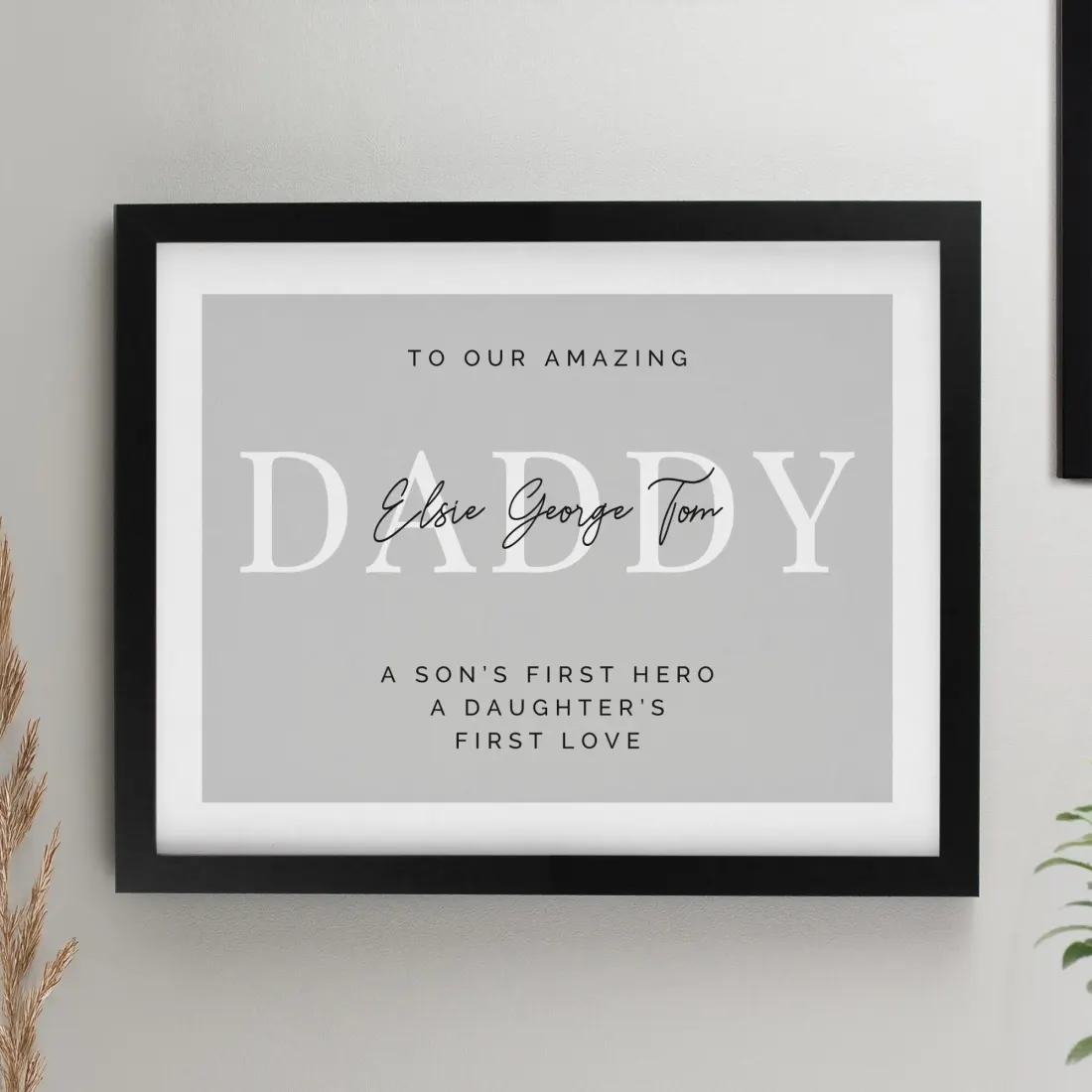 Personalised Framed Print, Custom Message Poster, Black White Oak Frame, Sentimental Wall Art