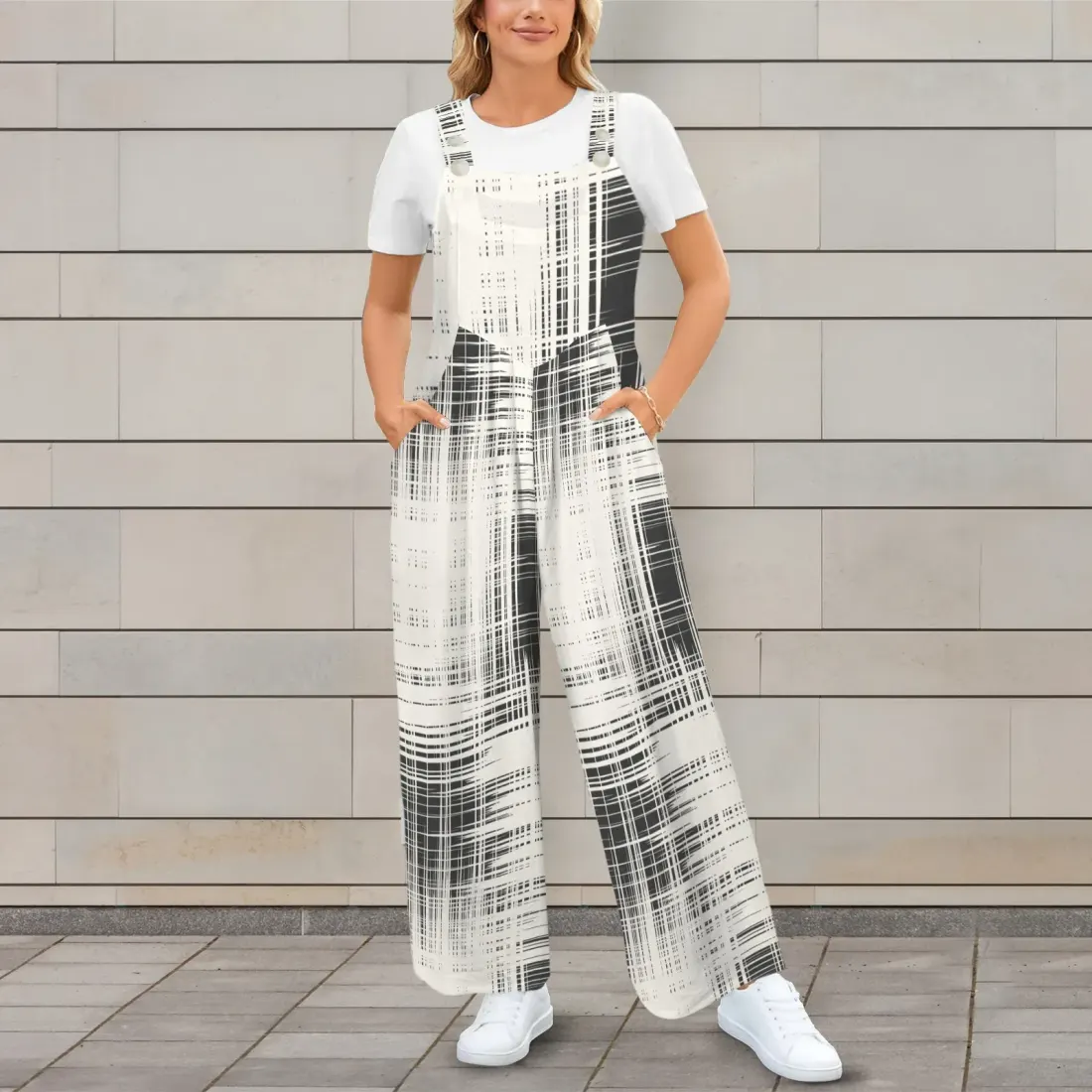 Pocket Wide Leg Bib Jumpsuit