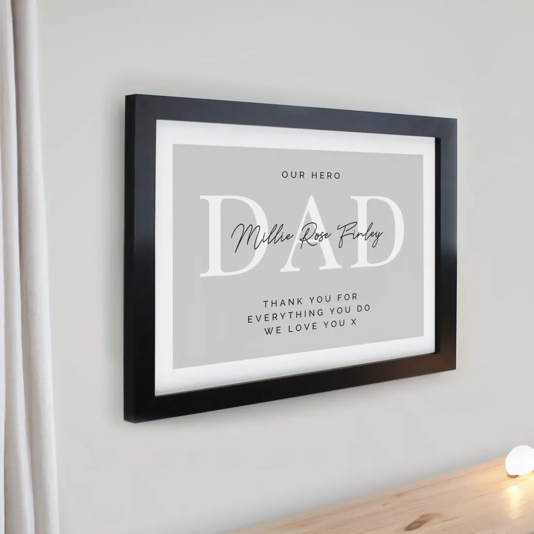 Personalised Framed Print, Custom Message Poster, Black White Oak Frame, Sentimental Wall Art — photo 3
