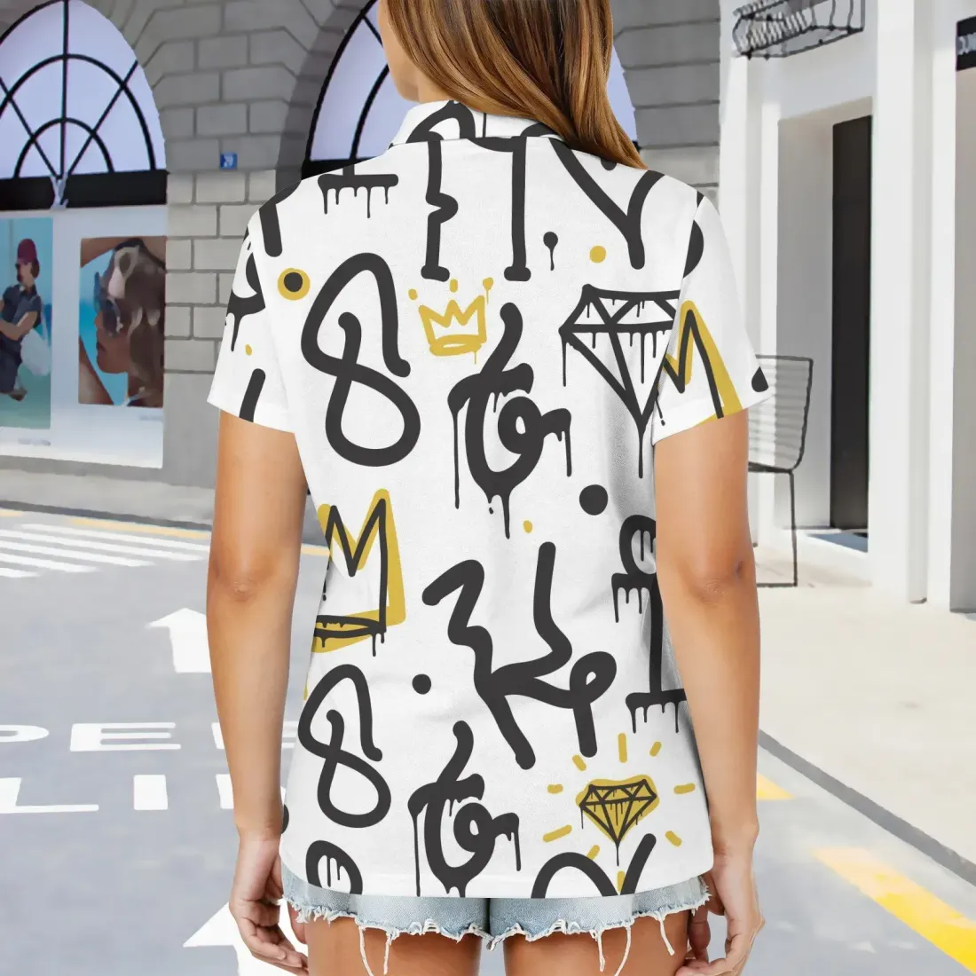 Custom Women's Zipper Polo Shirt ( Model T88 ) — photo 3