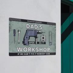 Personalised Daddy's Workshop Metal Sign, Open 24/7 Garage Plaque, Dad Man Cave Art thumbnail 3