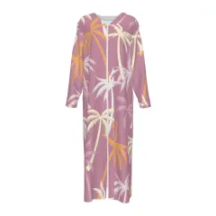 Women's Long Sleeve V-Neck Zip-Front Maxi Dress thumbnail 1