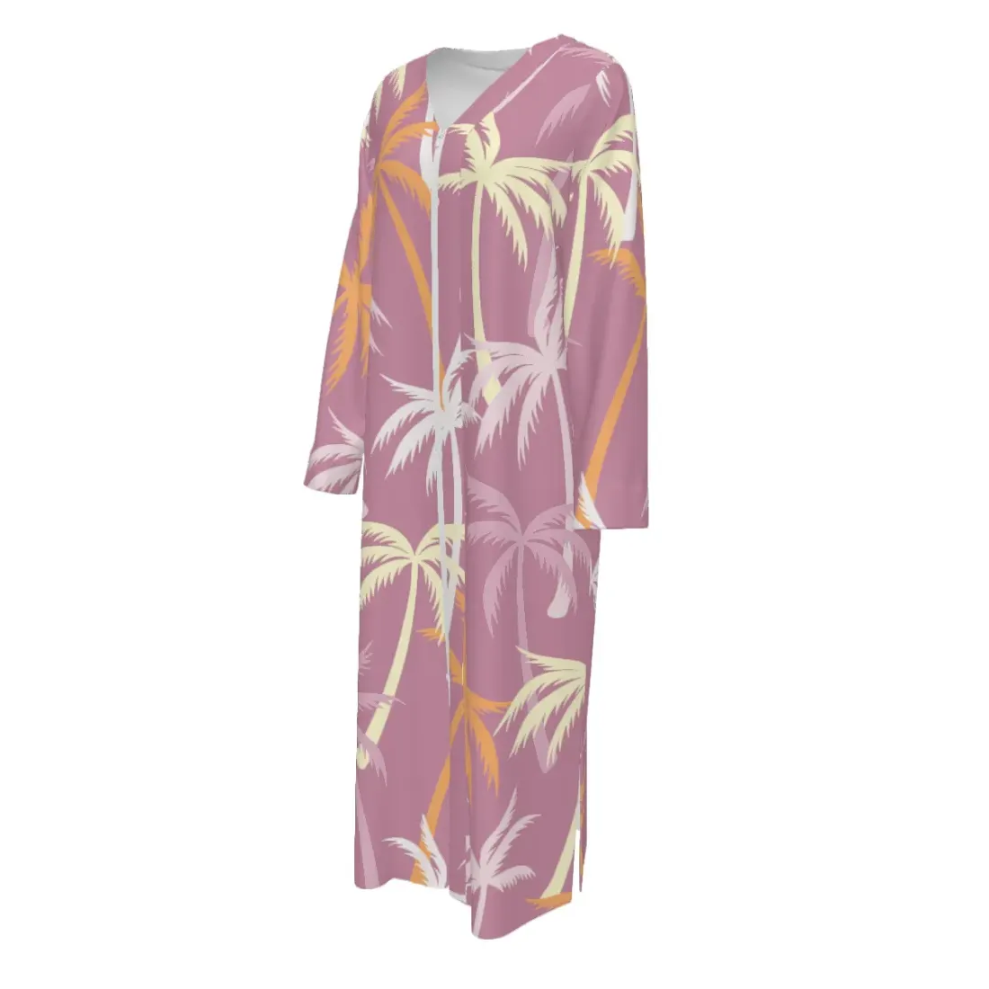 Women's Long Sleeve V-Neck Zip-Front Maxi Dress — photo 3