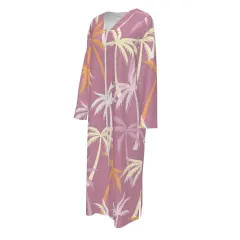 Women's Long Sleeve V-Neck Zip-Front Maxi Dress thumbnail 3