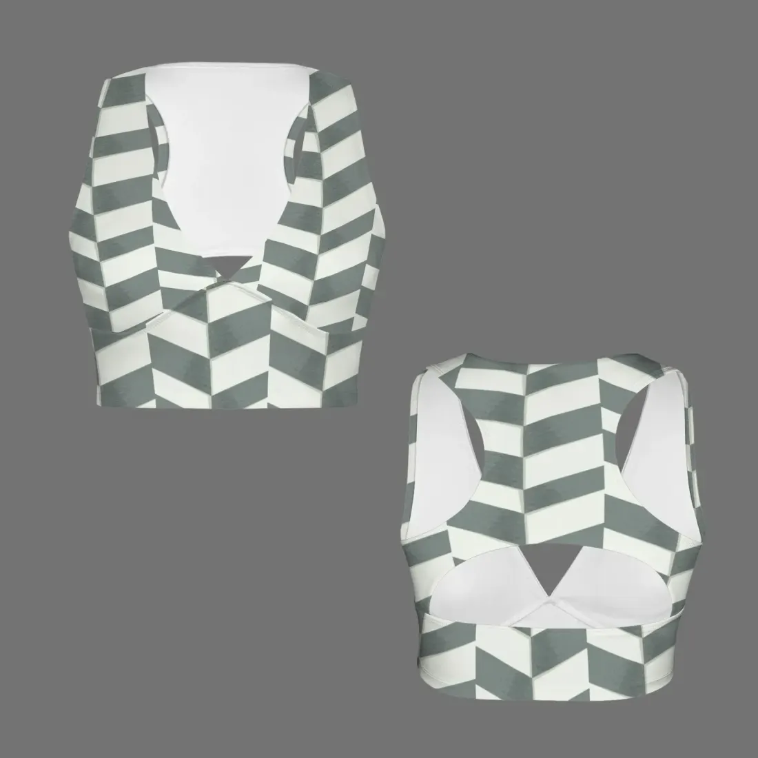 Deep V-Neck Racerback Cutout Active Crop Tops — photo 4