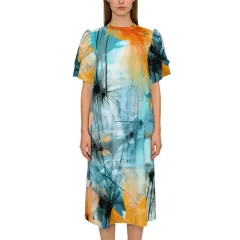 Women's Short Puff Sleeve T-Shirt Dress thumbnail 1