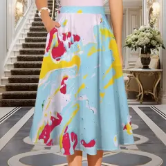 Elastic Waist Pocket Midi Skirt thumbnail 1