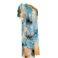Women's Short Puff Sleeve T-Shirt Dress thumbnail 3