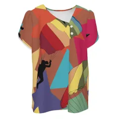 Women's Asymmetrical Neckline Short Sleeve Shirt thumbnail 2
