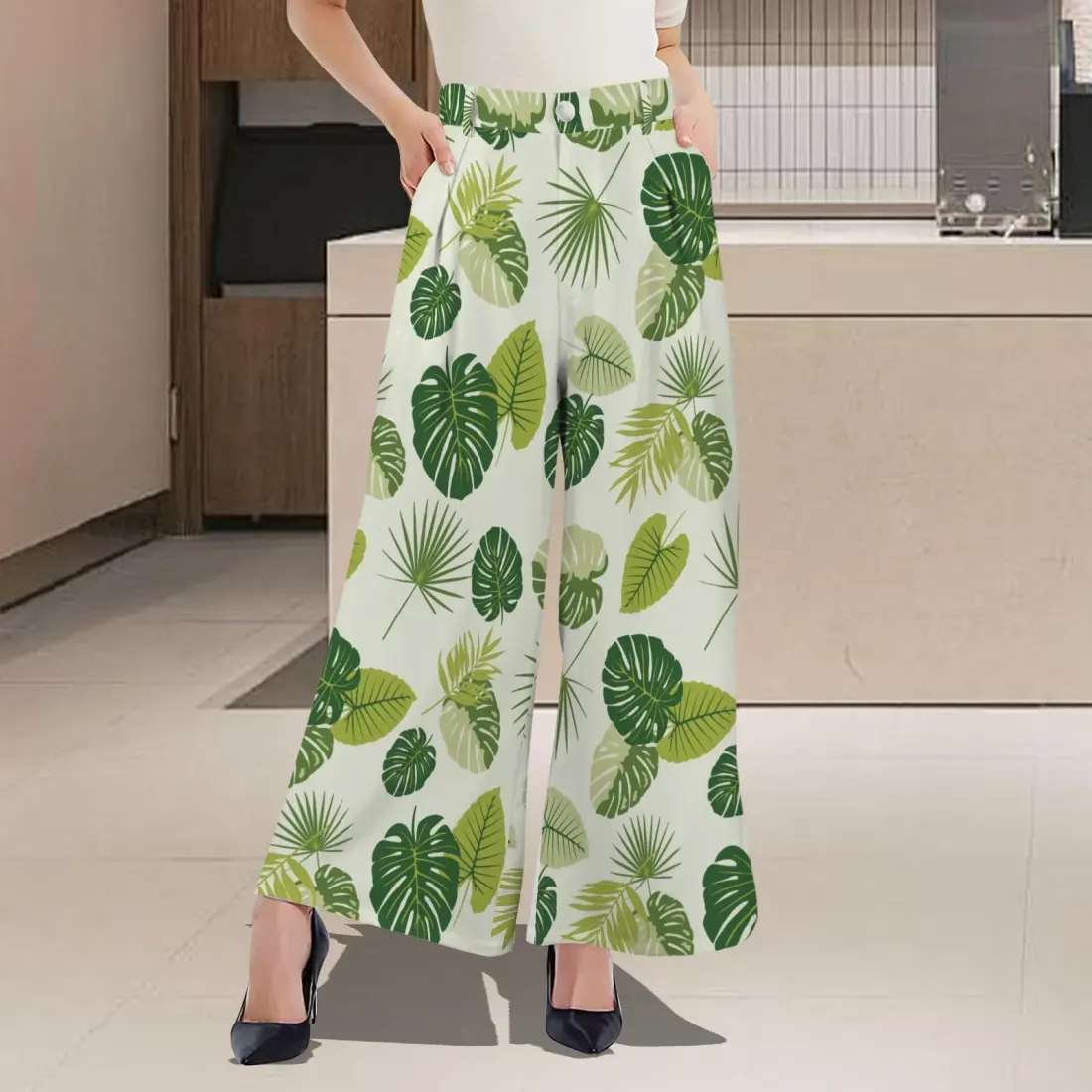 Women's High Waist Wide Leg Pleated Pants