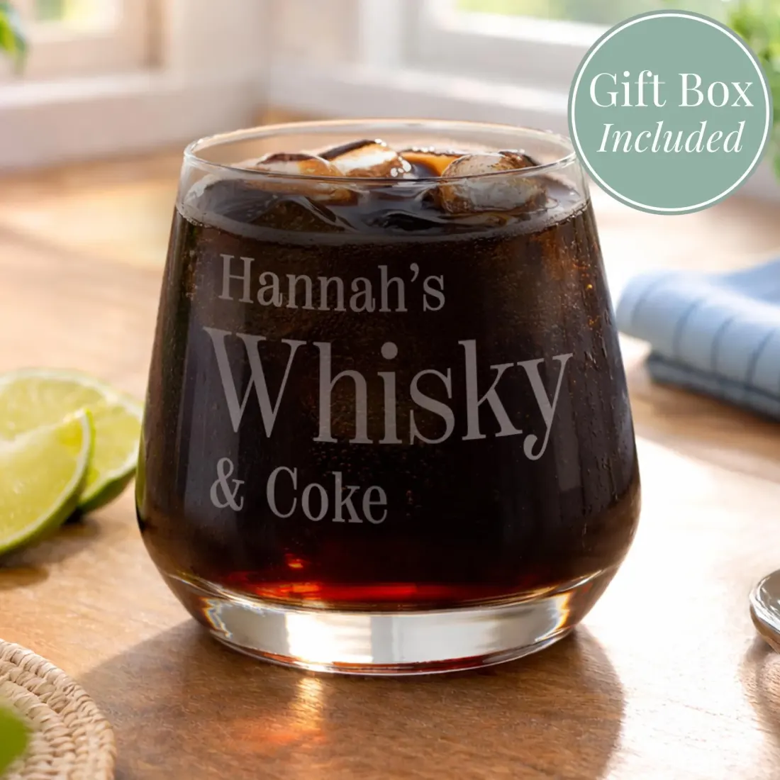 Personalised Rum and Coke Tumbler, Custom Engraved Whiskey Glass, Cocktail Lover Barware — photo 2
