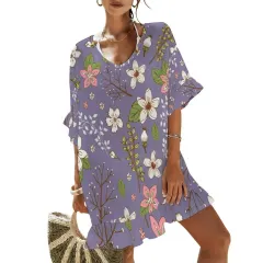 Women's Ruffled Chiffon Beach Cover-Up Dress thumbnail 2