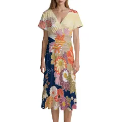 Custom V-Neck Midi Dress thumbnail 1