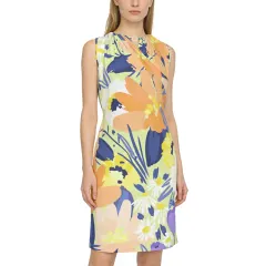 Women's V Neck Criss-Cross Ruched Sleeveless Dress with Pockets thumbnail 1