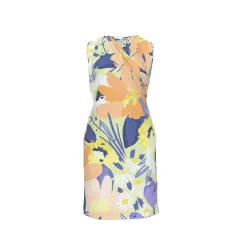 Women's V Neck Criss-Cross Ruched Sleeveless Dress with Pockets thumbnail 2