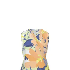 Women's V Neck Criss-Cross Ruched Sleeveless Dress with Pockets thumbnail 6