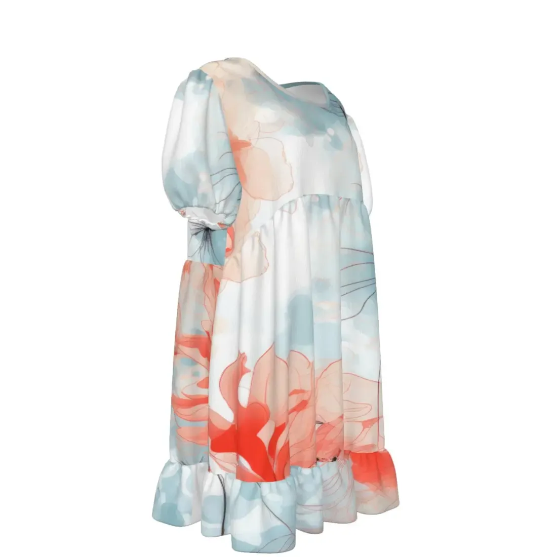 Women's Puff Sleeve Ruffle Dress — photo 2