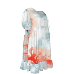 Women's Puff Sleeve Ruffle Dress thumbnail 2