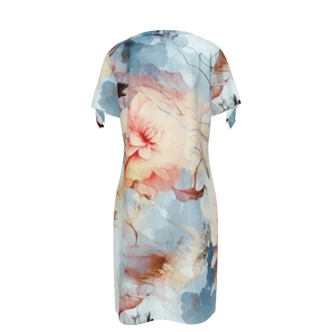 Women's V-Neck Short Sleeve Tie-Cuff Dress — photo 5