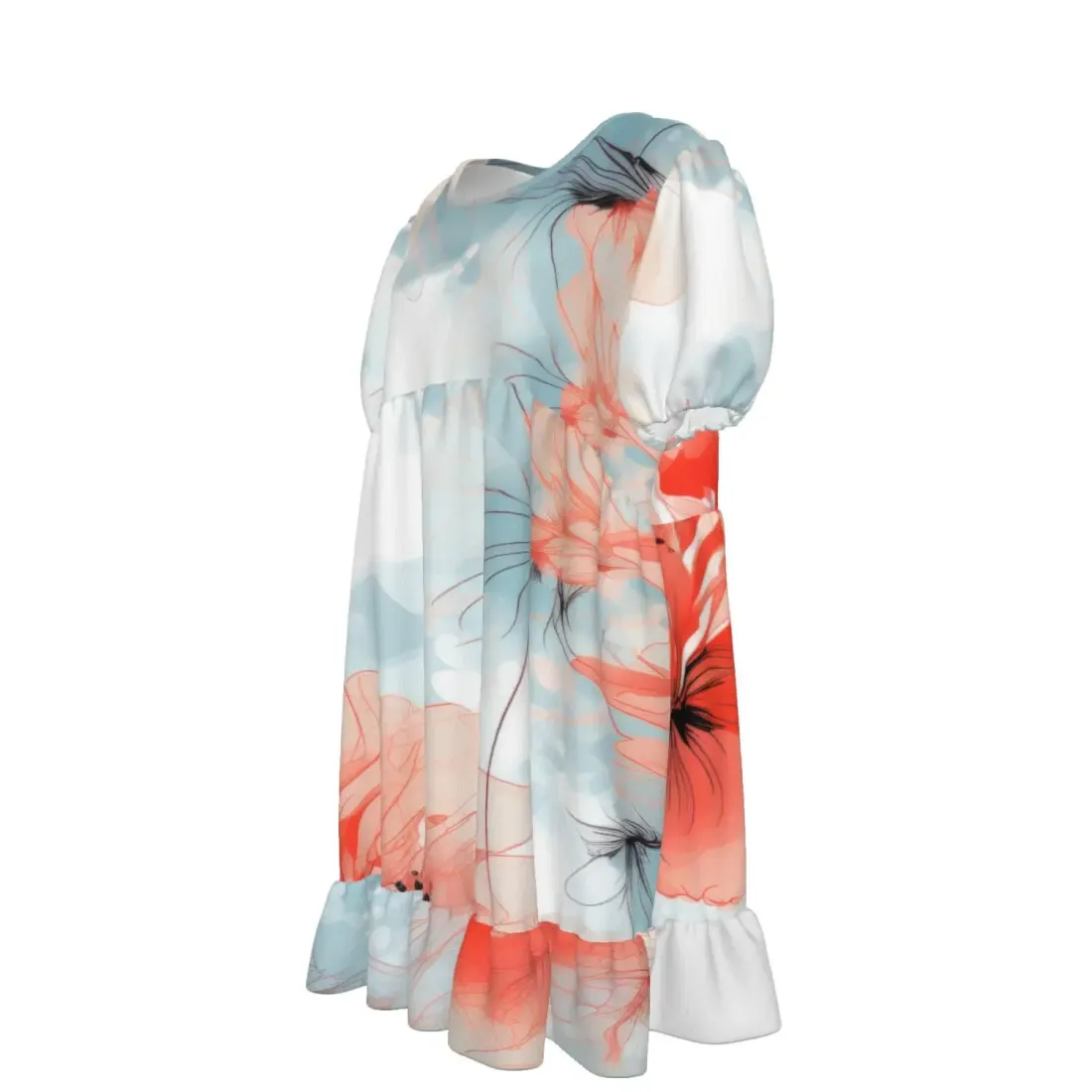 Women's Puff Sleeve Ruffle Dress — photo 3
