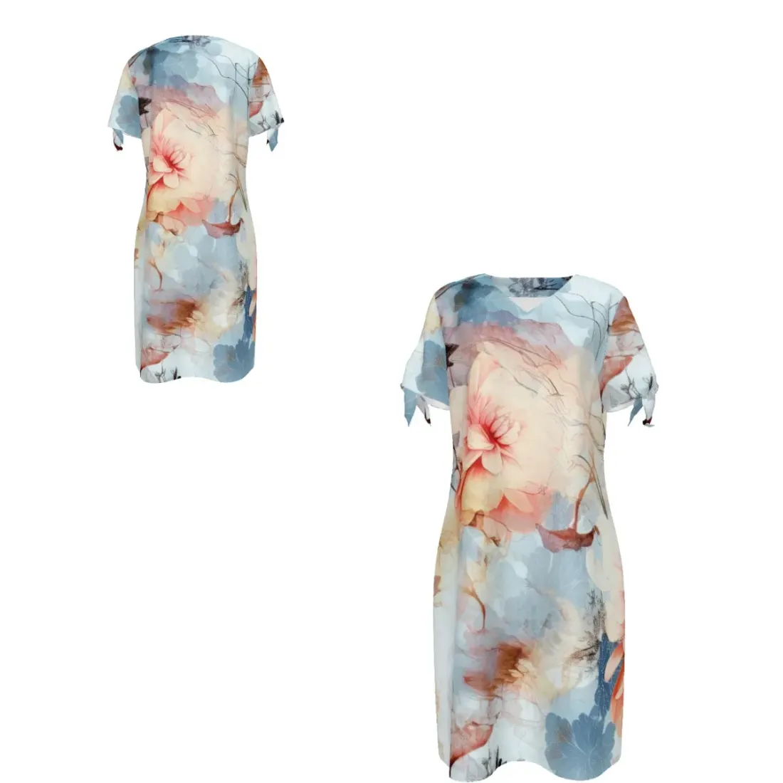 Women's V-Neck Short Sleeve Tie-Cuff Dress — photo 6
