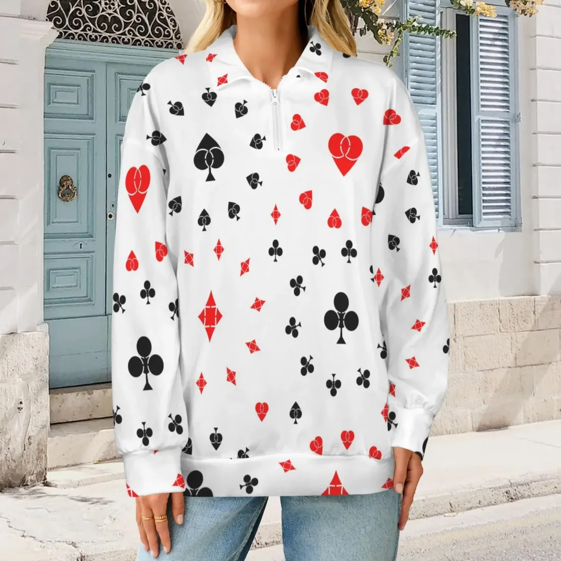 Custom Women's Quarter Zip Pullover Sweatshirt
