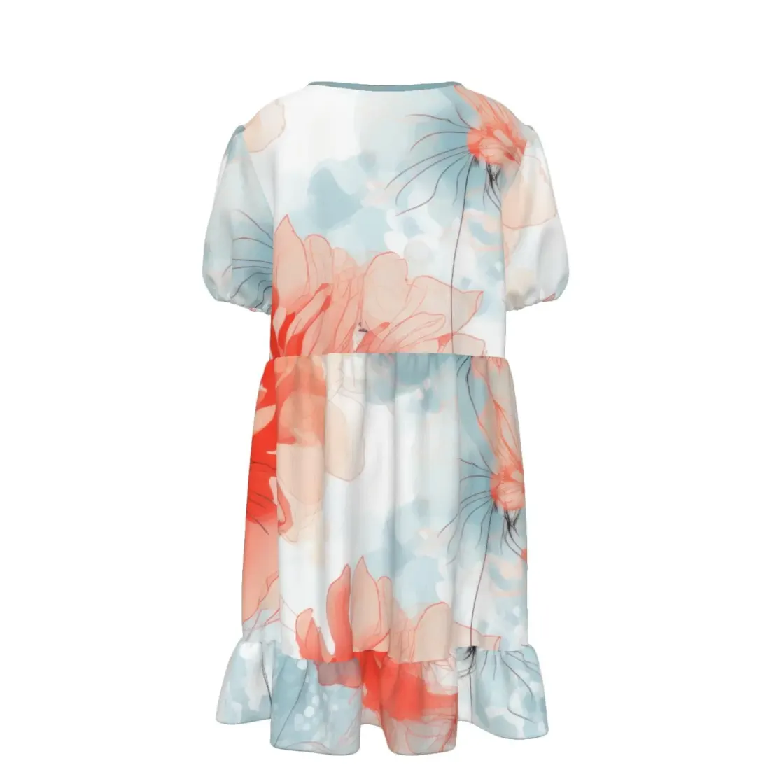 Women's Puff Sleeve Ruffle Dress — photo 5